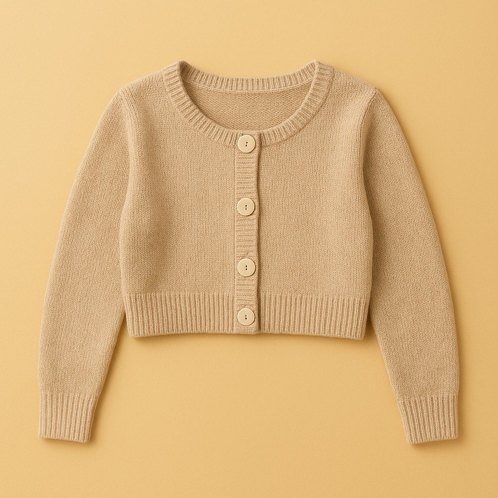 Oat Cropped Cardigan — standalone complete unbranded garment
