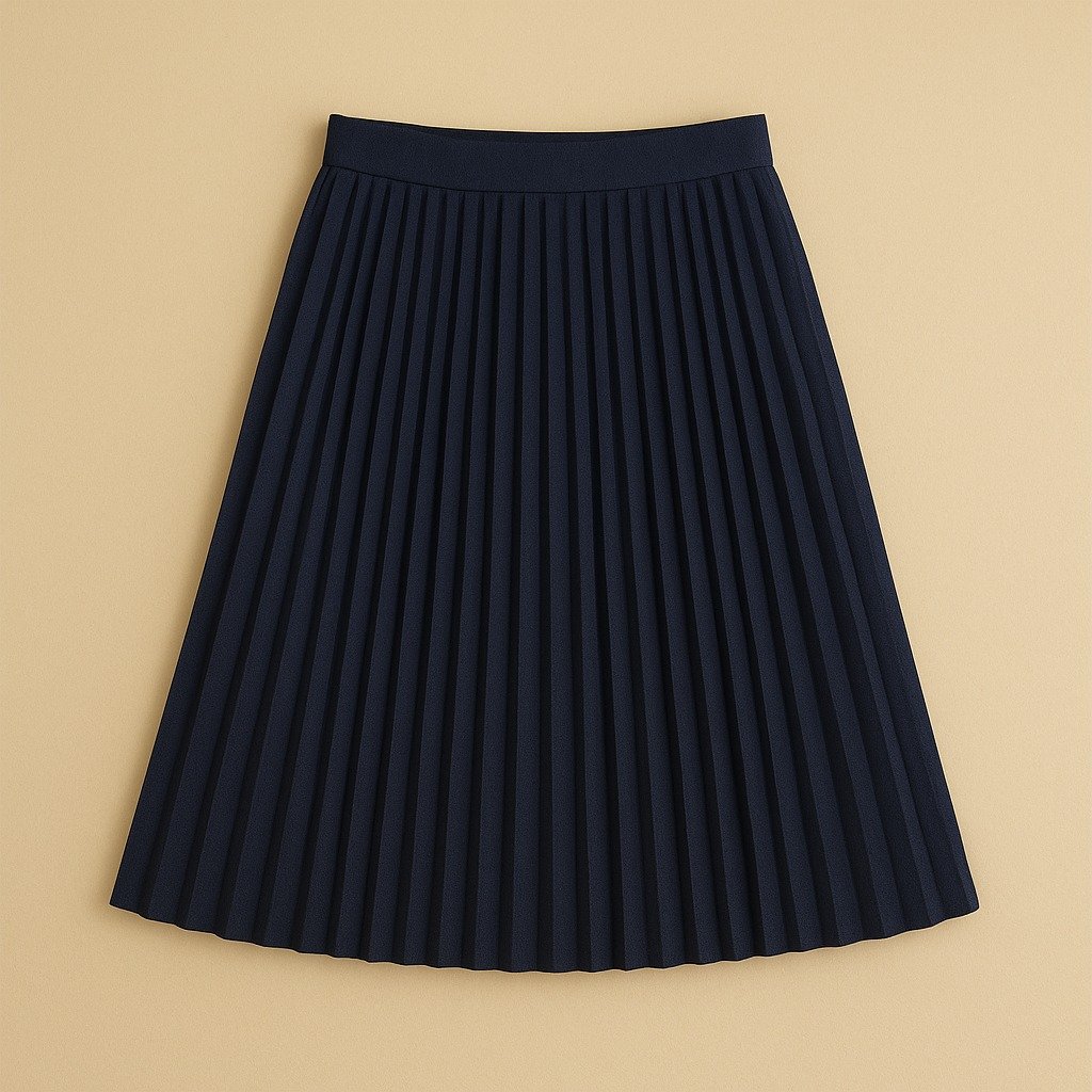 Indigo Pleated Midi Skirt — standalone complete unbranded garment